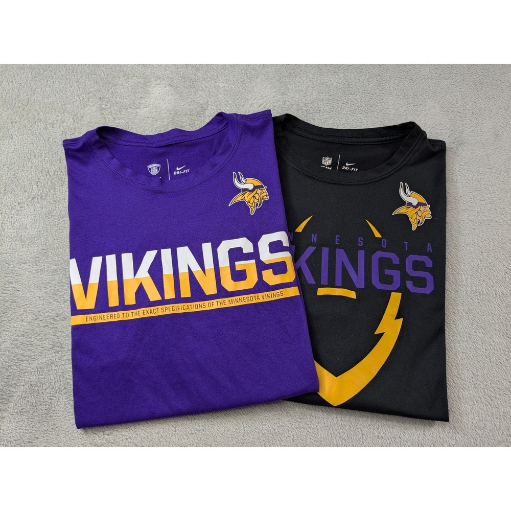 Nike Minnesota Vikings Mens XL Dri-FIT T-Shirt Bundle Black Purple 2 Pack NFL